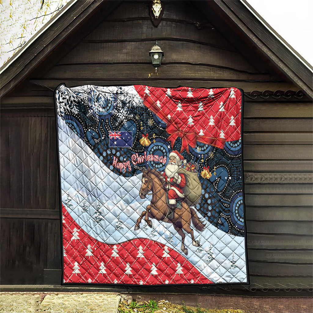 Australia Christmas In July Quilt Santa Horse Racing Aboriginal Dot Art