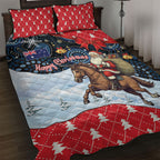 Australia Christmas In July Quilt Bed Set Santa Horse Racing Aboriginal Dot Art