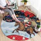 Australia Christmas In July Round Carpet Santa Horse Racing Aboriginal Dot Art