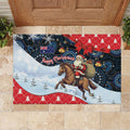Australia Christmas In July Rubber Doormat Santa Horse Racing Aboriginal Dot Art