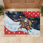 Australia Christmas In July Rubber Doormat Santa Horse Racing Aboriginal Dot Art