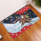Australia Christmas In July Rubber Doormat Santa Horse Racing Aboriginal Dot Art