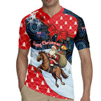Australia Christmas In July Personalised Rugby Jersey Santa Horse Racing Aboriginal Dot Art