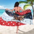Australia Christmas In July Sarong Santa Horse Racing Aboriginal Dot Art