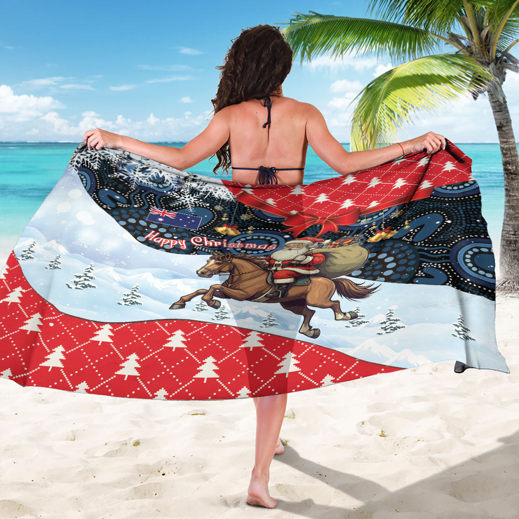 Australia Christmas In July Sarong Santa Horse Racing Aboriginal Dot Art