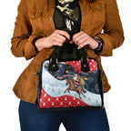 Australia Christmas In July Shoulder Handbag Santa Horse Racing Aboriginal Dot Art