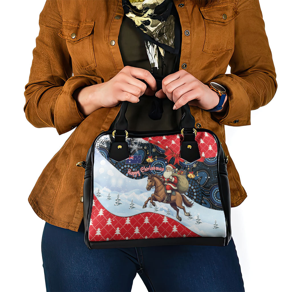 Australia Christmas In July Shoulder Handbag Santa Horse Racing Aboriginal Dot Art