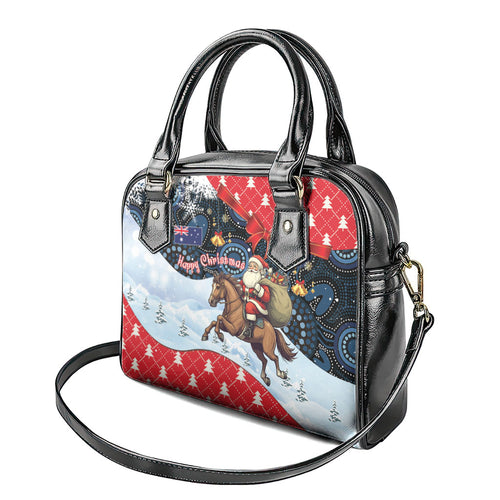 Australia Christmas In July Shoulder Handbag Santa Horse Racing Aboriginal Dot Art