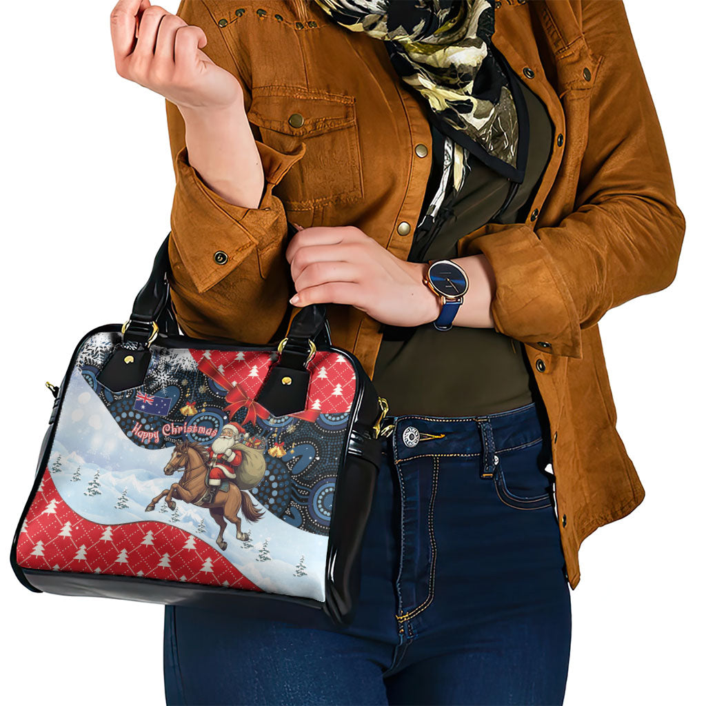 Australia Christmas In July Shoulder Handbag Santa Horse Racing Aboriginal Dot Art