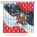 Australia Christmas In July Shower Curtain Santa Horse Racing Aboriginal Dot Art