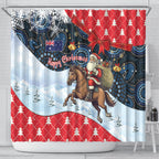 Australia Christmas In July Shower Curtain Santa Horse Racing Aboriginal Dot Art