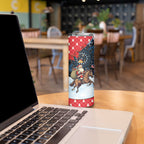 Australia Christmas In July Skinny Tumbler Santa Horse Racing Aboriginal Dot Art