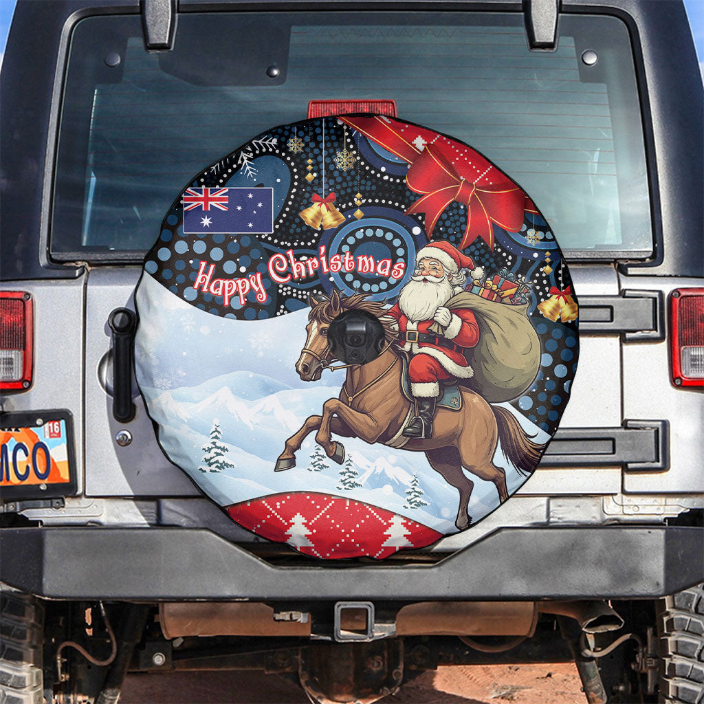Australia Christmas In July Spare Tire Cover Santa Horse Racing Aboriginal Dot Art
