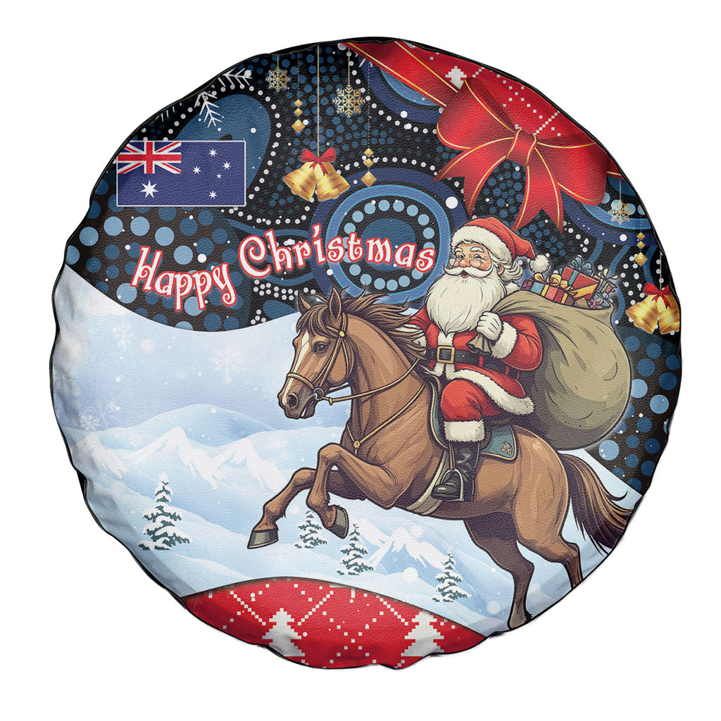 Australia Christmas In July Spare Tire Cover Santa Horse Racing Aboriginal Dot Art
