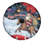 Australia Christmas In July Spare Tire Cover Santa Horse Racing Aboriginal Dot Art