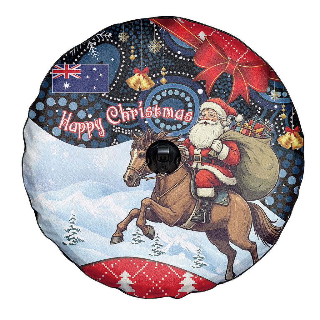 Australia Christmas In July Spare Tire Cover Santa Horse Racing Aboriginal Dot Art