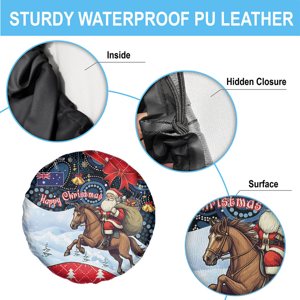 Australia Christmas In July Spare Tire Cover Santa Horse Racing Aboriginal Dot Art