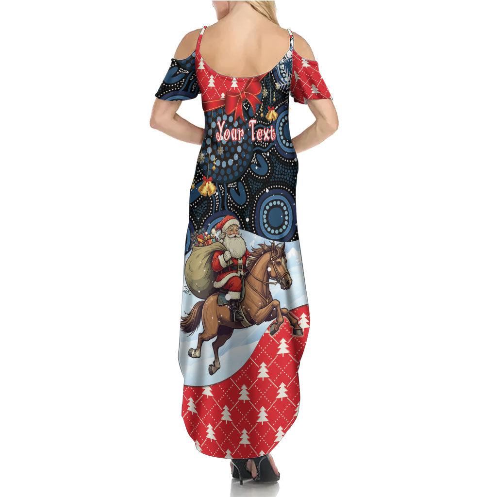 Australia Christmas In July Personalised Summer Maxi Dress Santa Horse Racing Aboriginal Dot Art