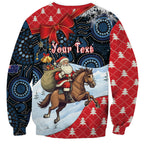 Australia Christmas In July Personalised Sweatshirt Santa Horse Racing Aboriginal Dot Art