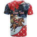 Australia Christmas In July Personalised T Shirt Santa Horse Racing Aboriginal Dot Art