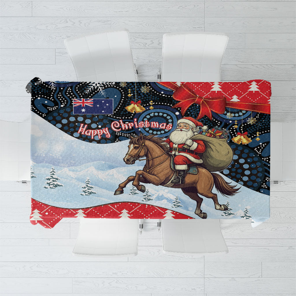 Australia Christmas In July Tablecloth Santa Horse Racing Aboriginal Dot Art