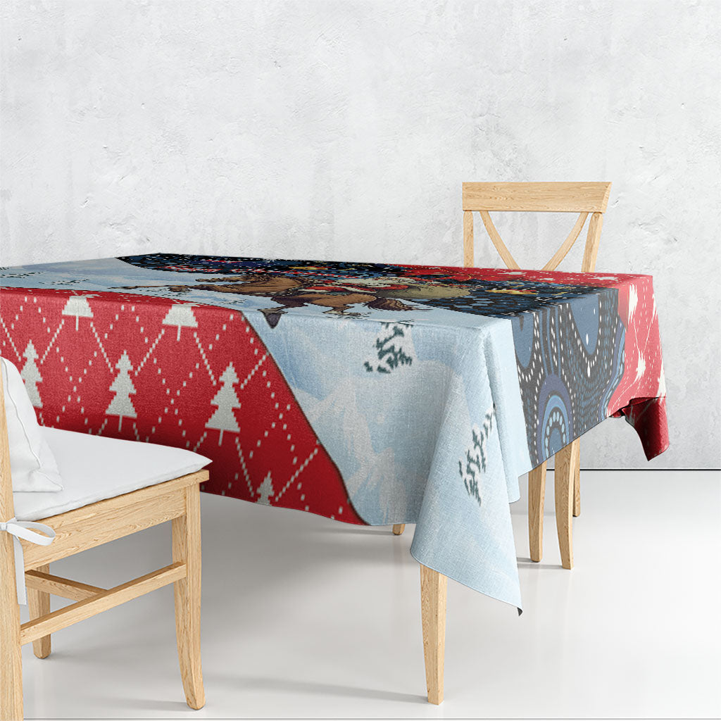 Australia Christmas In July Tablecloth Santa Horse Racing Aboriginal Dot Art