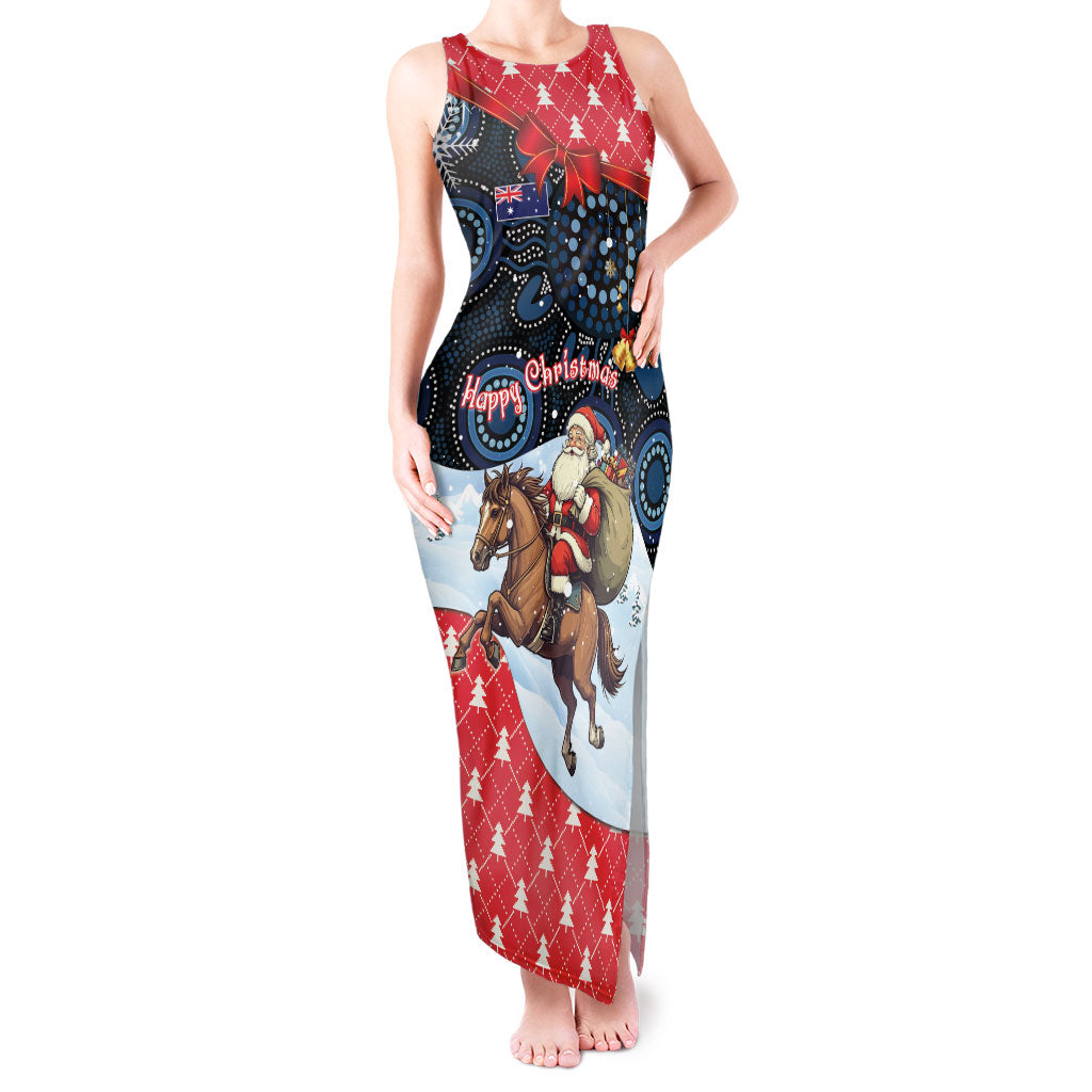 Australia Christmas In July Personalised Tank Maxi Dress Santa Horse Racing Aboriginal Dot Art