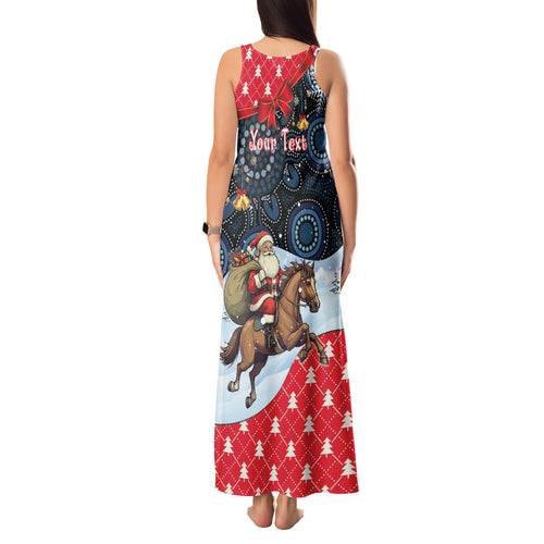 Australia Christmas In July Personalised Tank Maxi Dress Santa Horse Racing Aboriginal Dot Art