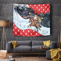 Australia Christmas In July Tapestry Santa Horse Racing Aboriginal Dot Art