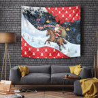 Australia Christmas In July Tapestry Santa Horse Racing Aboriginal Dot Art