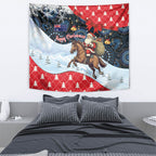Australia Christmas In July Tapestry Santa Horse Racing Aboriginal Dot Art