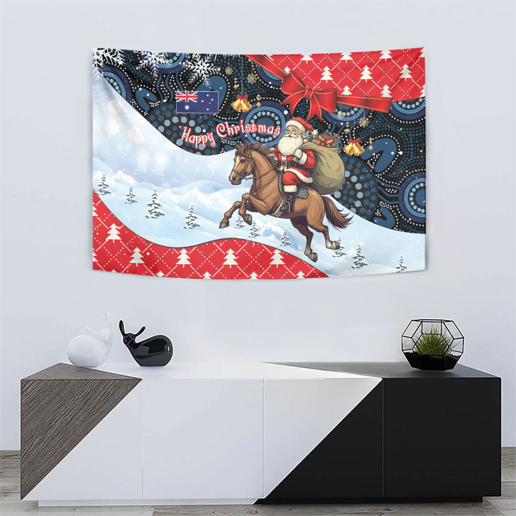 Australia Christmas In July Tapestry Santa Horse Racing Aboriginal Dot Art