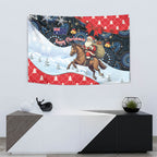 Australia Christmas In July Tapestry Santa Horse Racing Aboriginal Dot Art