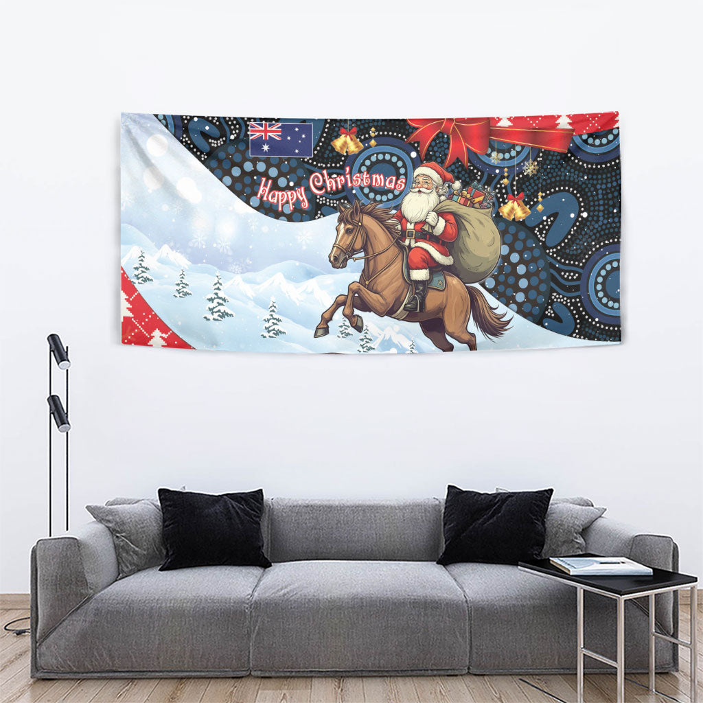 Australia Christmas In July Tapestry Santa Horse Racing Aboriginal Dot Art