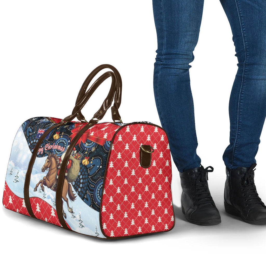Australia Christmas In July Travel Bag Santa Horse Racing Aboriginal Dot Art