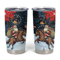 Australia Christmas In July Tumbler Cup Santa Horse Racing Aboriginal Dot Art