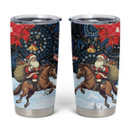 Australia Christmas In July Tumbler Cup Santa Horse Racing Aboriginal Dot Art