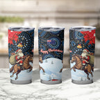 Australia Christmas In July Tumbler Cup Santa Horse Racing Aboriginal Dot Art