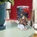 Australia Christmas In July Tumbler Cup Santa Horse Racing Aboriginal Dot Art
