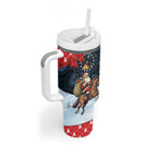 Australia Christmas In July Tumbler With Handle Santa Horse Racing Aboriginal Dot Art