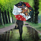 Australia Christmas In July Umbrella Santa Horse Racing Aboriginal Dot Art