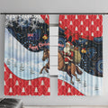 Australia Christmas In July Window Curtain Santa Horse Racing Aboriginal Dot Art