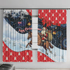 Australia Christmas In July Window Curtain Santa Horse Racing Aboriginal Dot Art