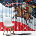 Australia Christmas In July Window Curtain Santa Horse Racing Aboriginal Dot Art