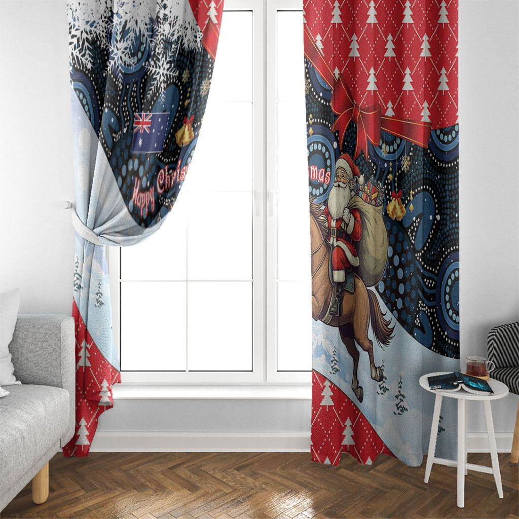Australia Christmas In July Window Curtain Santa Horse Racing Aboriginal Dot Art