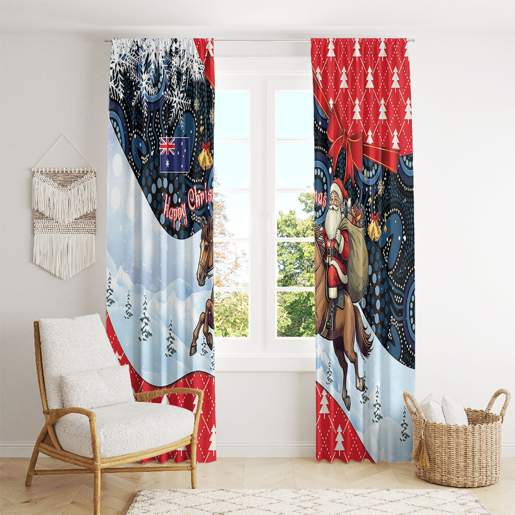 Australia Christmas In July Window Curtain Santa Horse Racing Aboriginal Dot Art
