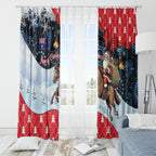 Australia Christmas In July Window Curtain Santa Horse Racing Aboriginal Dot Art