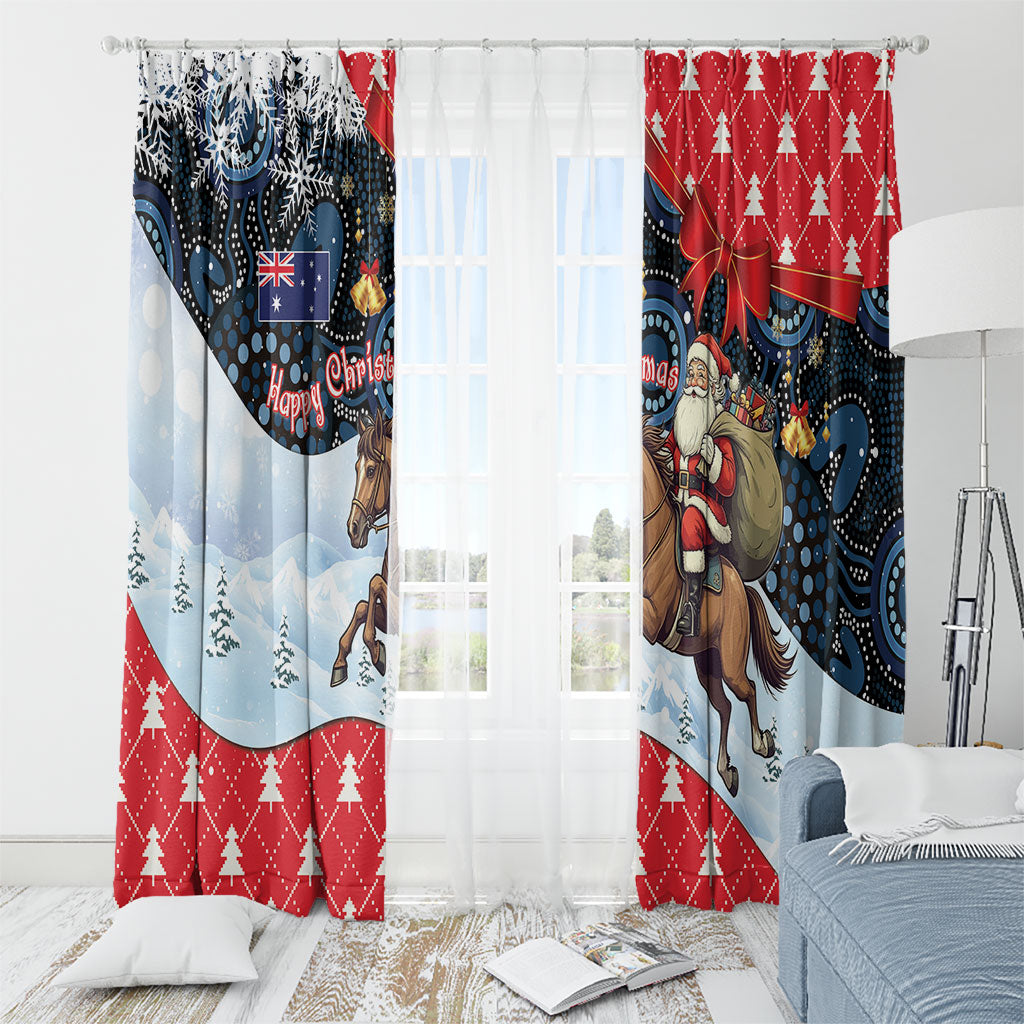 Australia Christmas In July Window Curtain Santa Horse Racing Aboriginal Dot Art