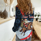 Australia Christmas In July Personalised Women Casual Shirt Santa Horse Racing Aboriginal Dot Art