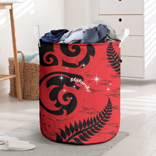 New Zealand Matariki Laundry Basket Maori New Year Koru Pattern